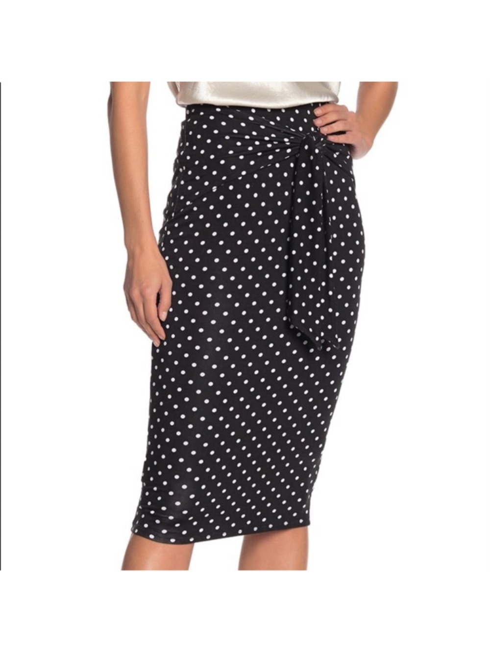 Anthropologie Bailey 44 Polka Dot Tie-Front Stretchy Pencil Skirt Size Small NWT